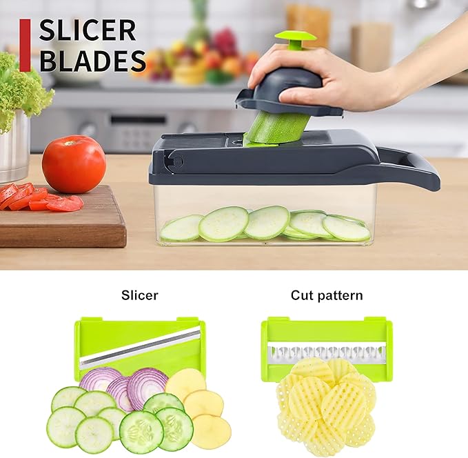 CORTADOR DE VERDURAS 16 EN 1 – ¡Cortá, rallá y organizá como un chef!