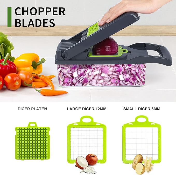 CORTADOR DE VERDURAS 16 EN 1 – ¡Cortá, rallá y organizá como un chef!