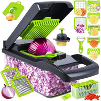 CORTADOR DE VERDURAS 16 EN 1 – ¡Cortá, rallá y organizá como un chef!