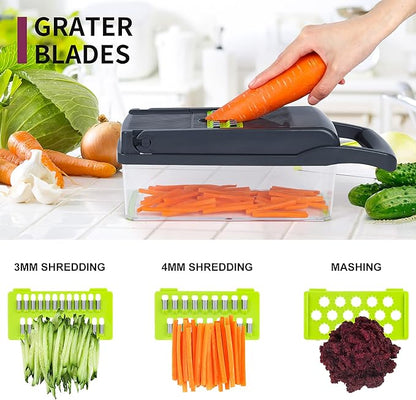 CORTADOR DE VERDURAS 16 EN 1 – ¡Cortá, rallá y organizá como un chef!