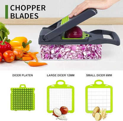 CORTADOR DE VERDURAS 16 EN 1 – ¡Cortá, rallá y organizá como un chef!